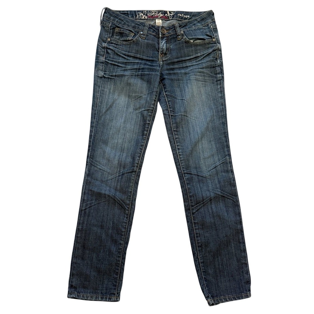 Refuge Flirty Everyday Skinny Jeans Womens‎ 4S Blue Low Rise Whiskered Stretch